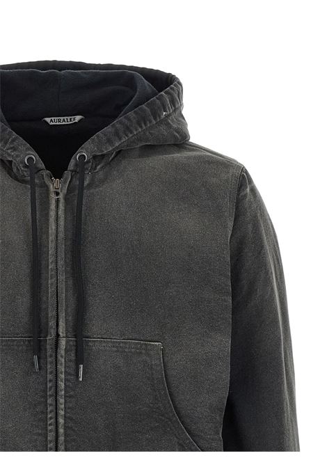 giacca con cappuccio uomo nera AURALEE | A25AB02CDFADED BLACK